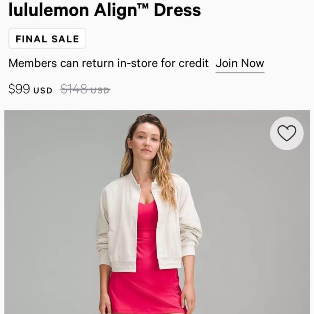 lululemon align dress in cherry mist